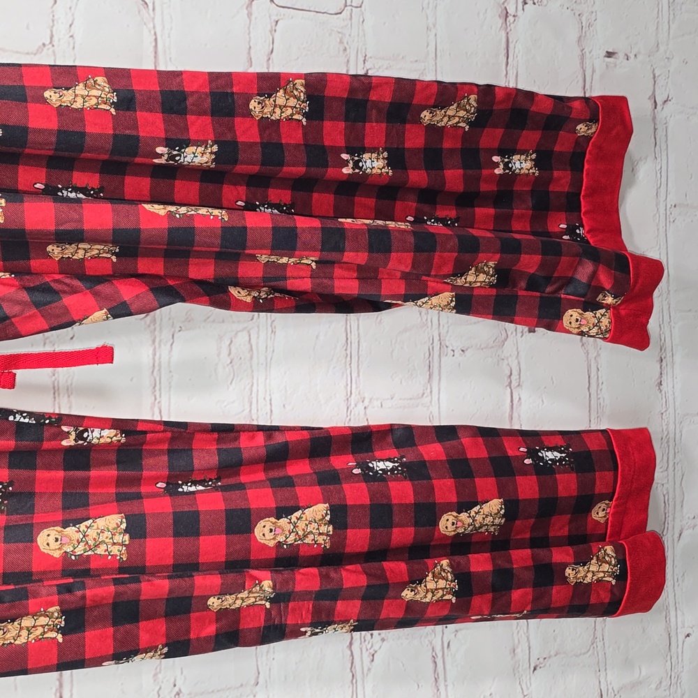 Simply Southern Lounge PJ Pants Dogs Tangled Christmas Lights Plaid Women XL - Picture 3 of 16